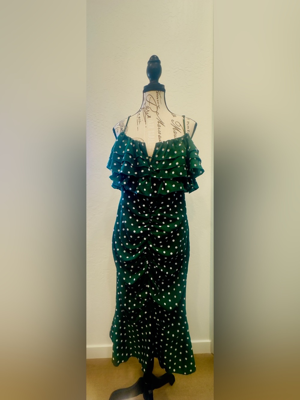 PrettyLittleThing Green Polka Dot Dress